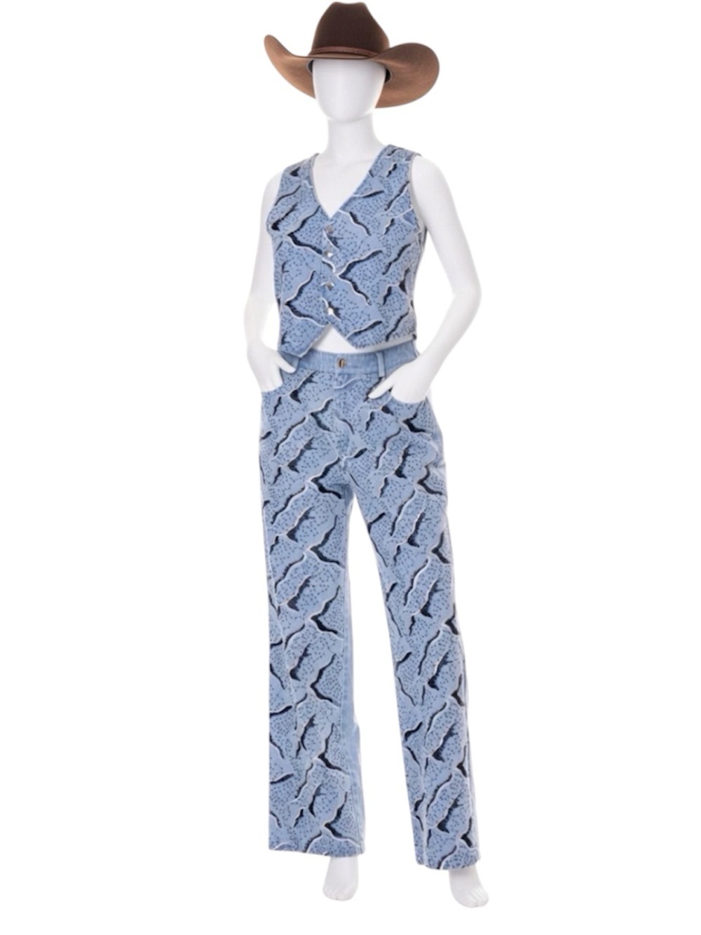 GALITA 2-piece denim jean western vibes sequin and beads set S M L
